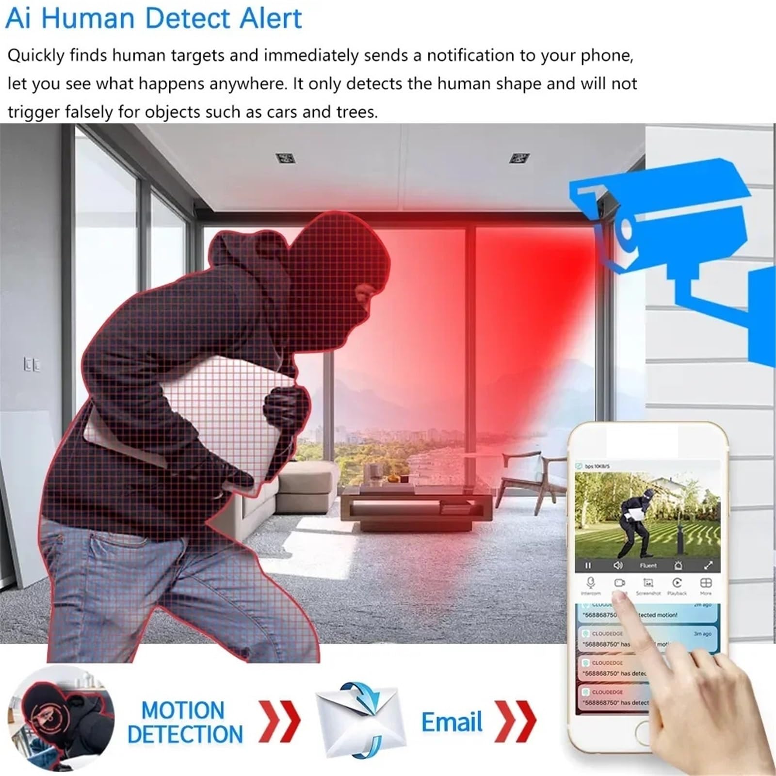Kamera bezpieczeństwa, Kamera IP Tuya Smart Life Wi-Fi 5MP, zewnętrzna, wodoodporna, bezprzewodowa, kopułkowa, do monitoringu CCTV z detekcją osób(5MP NO SD Card)