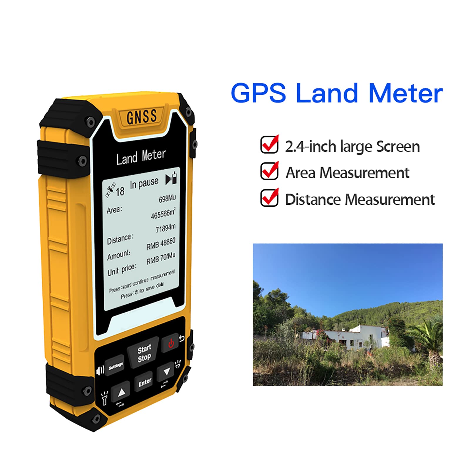 Genérico Instrumento De Medición GPS Portátil, con Modos Duales De área Y Distancia, Posicionamiento Satelital De Alta Precisión Y Pantalla LCD De 2,4 Pulgadas, para Aplicaciones De Topografía