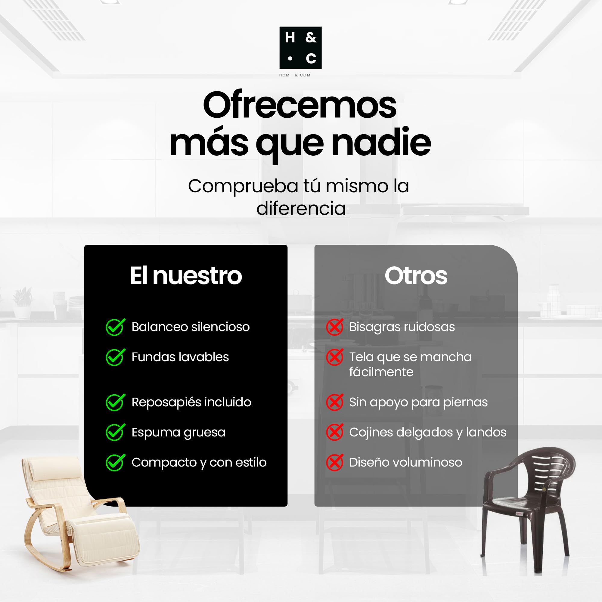 Hom&Com Mecedora Sillón Lactancia Mamá Beige | Butaca Relax, Rocking Chair, Para Relajación, Lectura y Descanso, Capacidad 160 kg