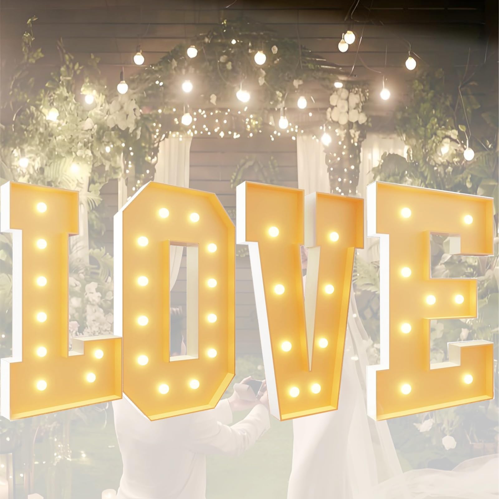 Wielki świecący znak mozaikowy z wstępnie wyciętą ramą "Love", na romantyczne wesela, propozycje i dekoracje rocznicowe (120 cm)