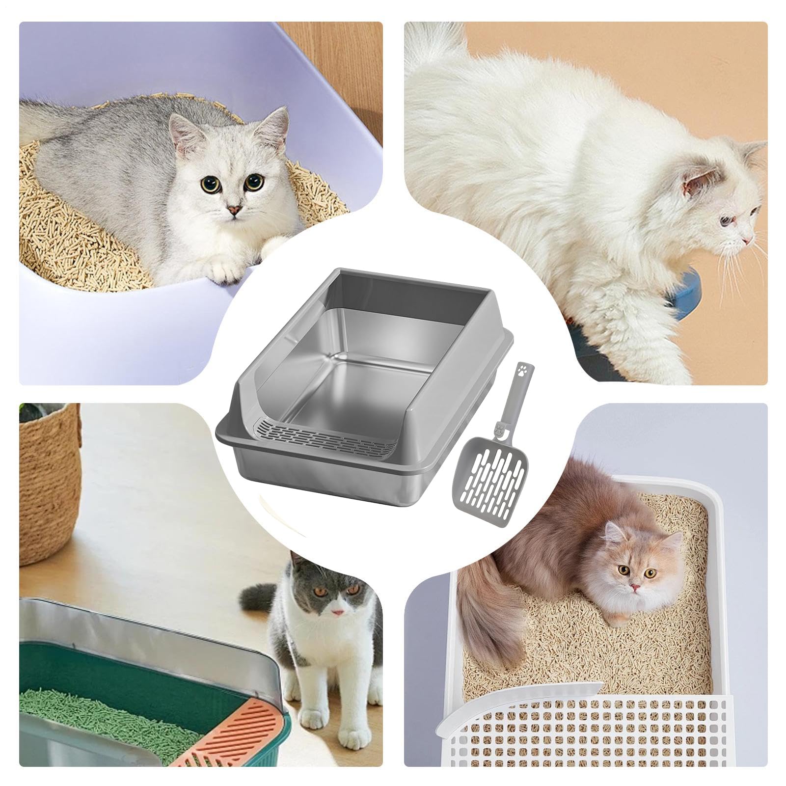 Lettiere Gatti Cassetta Gatti Antifuga Urina Antiaderente Piccola/a | per Lettiera per in Acciaio Inossidabile Antischizzo Animali Domestici Piccoli Grandi Appartamento