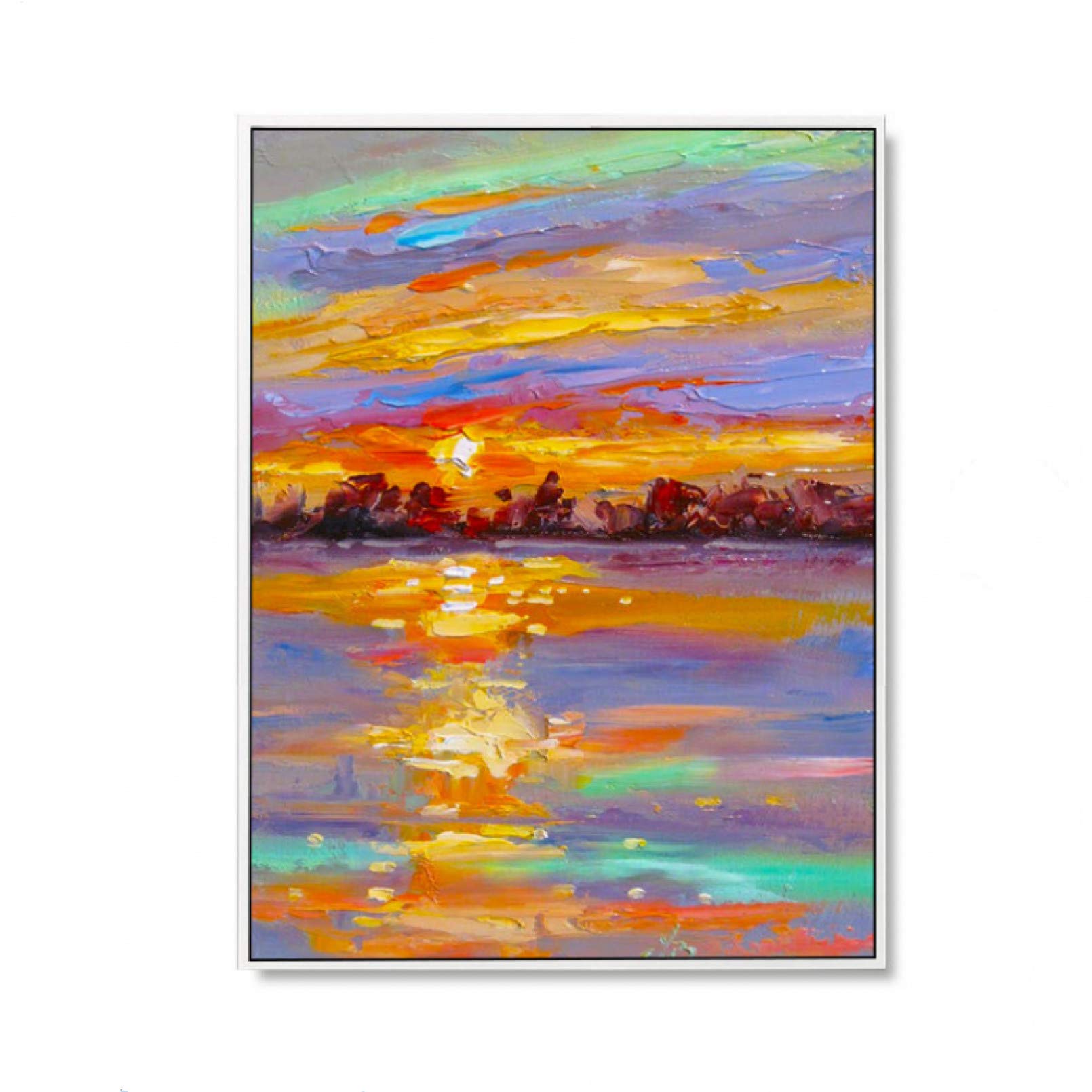 BAJIE Pittura Dipinta a Mano Astratta Tramonto Paesaggio Pittura a Olio su Tela Wall Art Immagine Senza Cornice Decorazione per Live Room Home Decor
