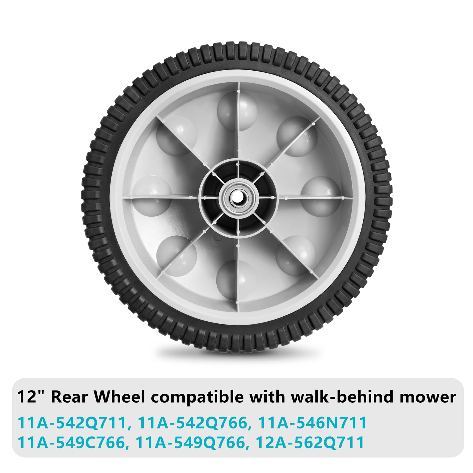 Rueda trasera de repuesto de 12 pulgadas 734-04019 para MTD 734-04127, rueda para cortadora de césped de 12" x 2.125" S-Wave, compatible con la mayoría de las cortadoras de césped manuales d