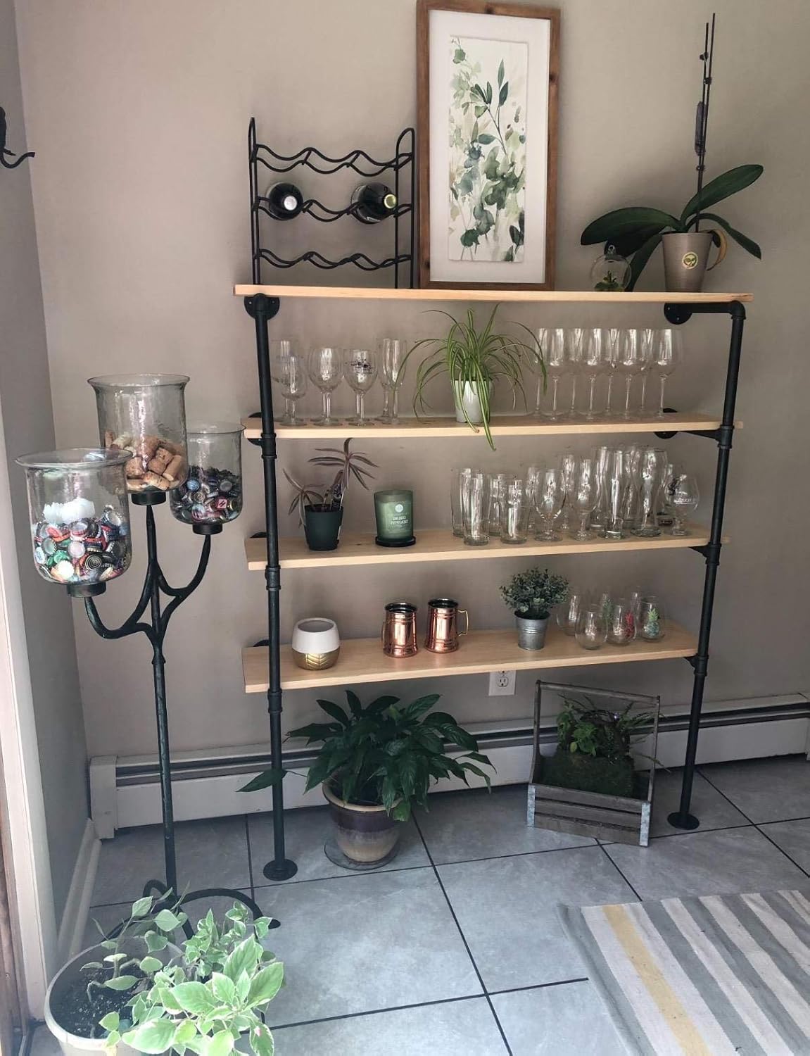 Rеvіеw Dіѕсоunt 56H x 10D Shelf Brackets Rustic Industrial Shelves Wall Mount Iron Pipe Shelf Shelving Brackets Vintage Retro Black DIY Open Bookshelf Storage offcie Room Kitchen (2 Pcs 5 Tier Hardware Only)