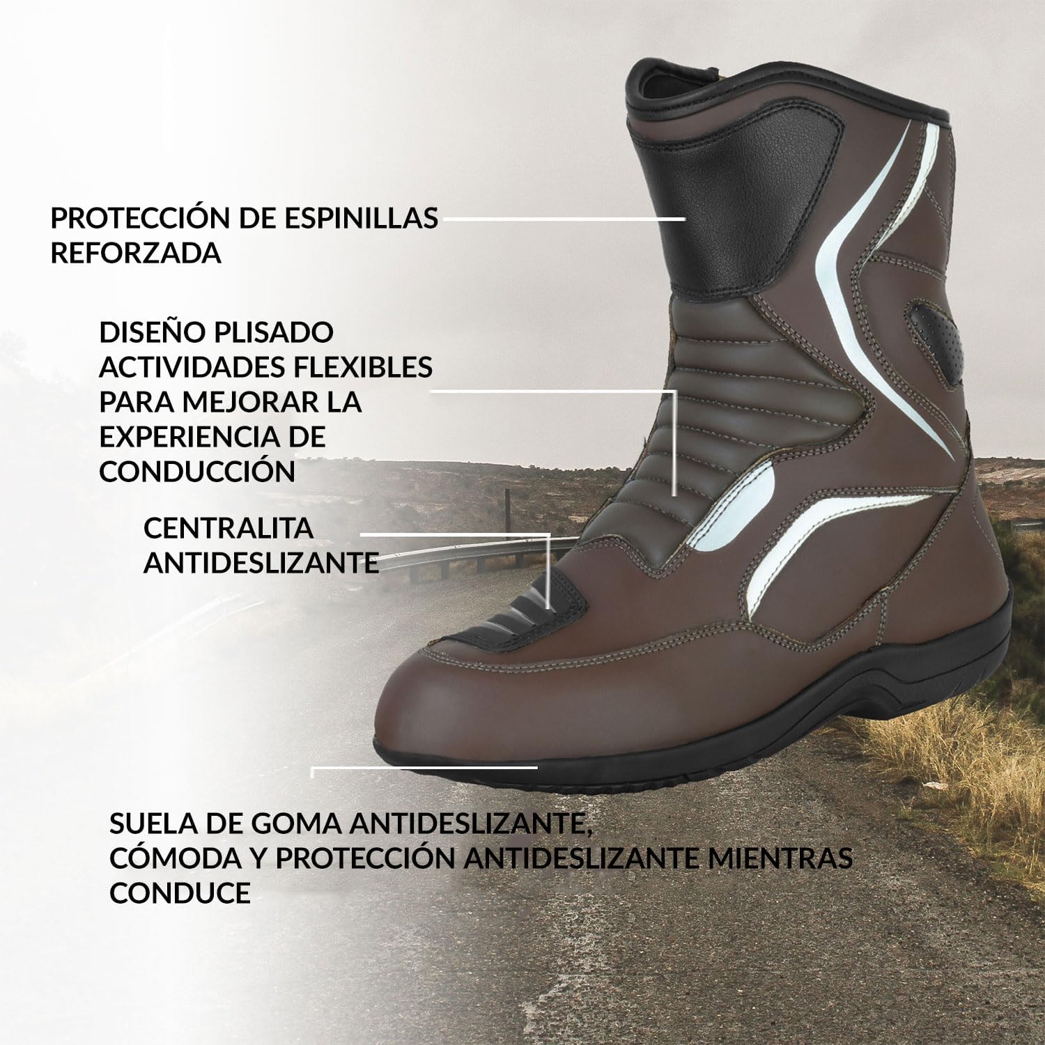 Scarpe da moto da uomo, scarpe da strada rinforzate, protezione dagli impatti, suola antiscivolo