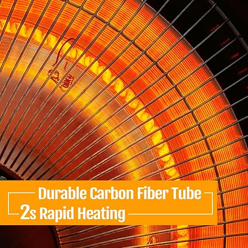Miniatura 5 de Calentador eléctrico para patio, calefacción instantánea de 1500 W, calentador infrarrojo de 35.8 pulgadas con control remoto, 3 niveles de calor,