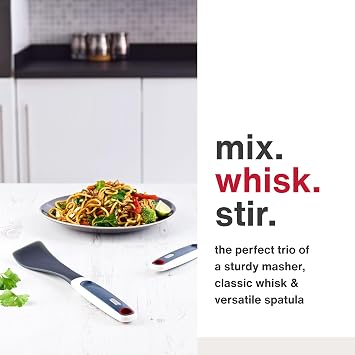 Zyliss Mini Masher & Scoop, Mini Whisk & Does It All Spatula | Mini Food Masher, Small Whisk and Silicone Spatula Set, Dishwasher-Safe, 3-Piece