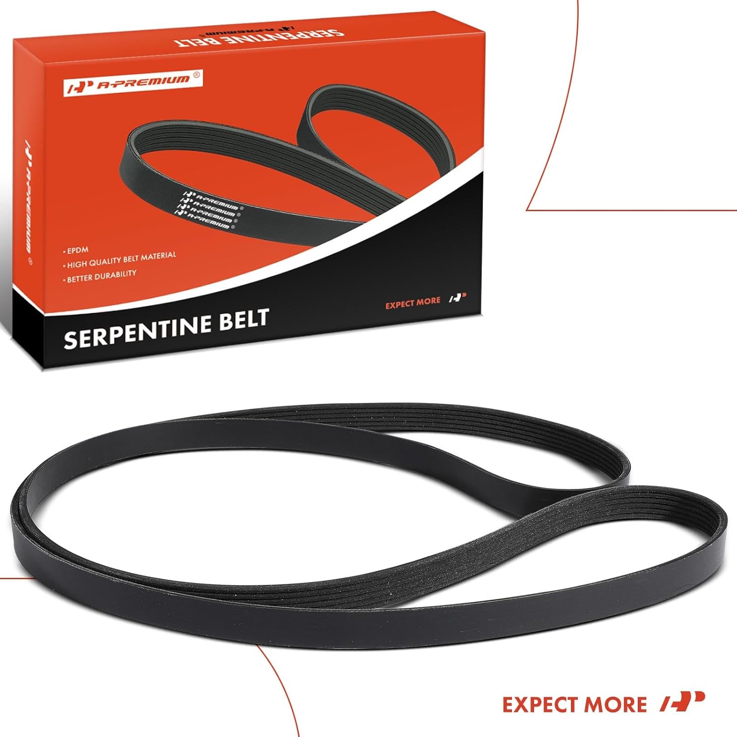 A-Premium Serpentine Belt 89.33 In For Ford Focus 2003-2007 2.3L, AC Belt, 6-Rib