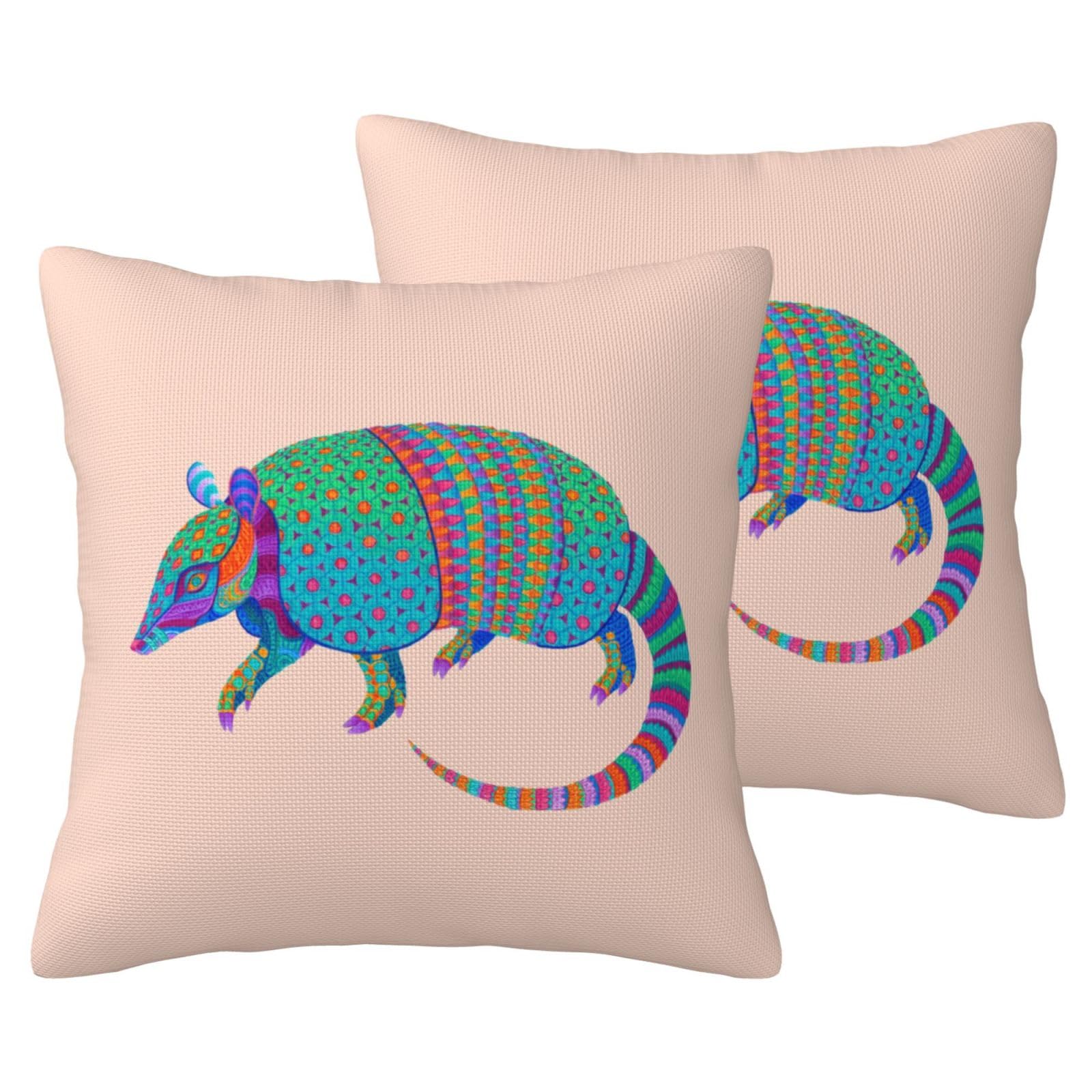 Taies d'oreiller Armadillo housse coussin lit imitation lin lot de 2 imprimé