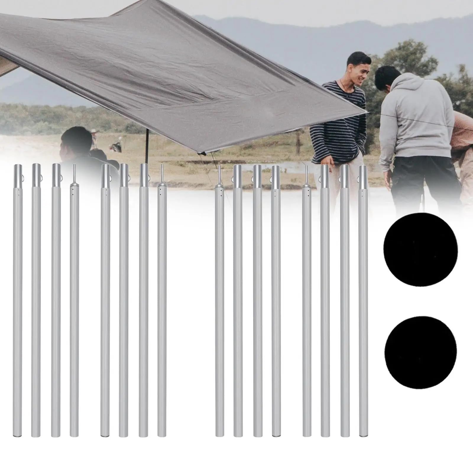 Leichte Zeltstangen Aluminium-Planenstangen for Camping-Rucksackunterstände
