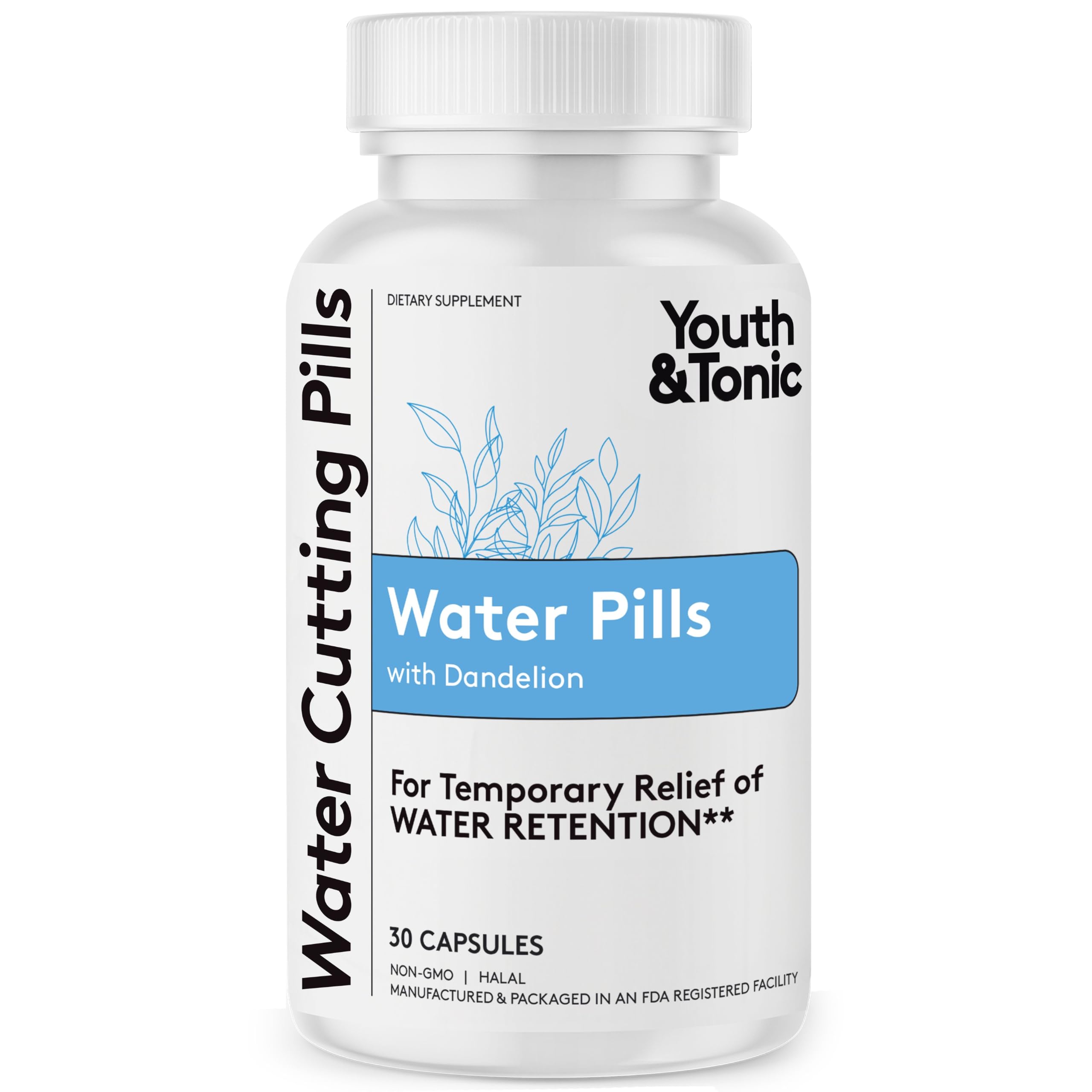 Youth & Tonic Water Weight Loss Pills for Women & Men, Fluid Retention