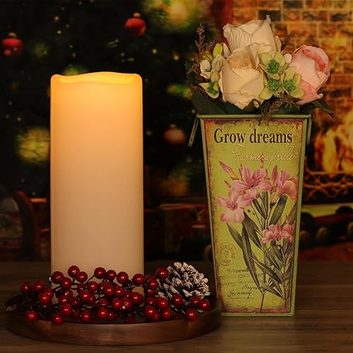 Miniatura 3 de Paquete de 2 velas grandes sin llama de 10 x 4 pulgadas, funciona con pilas, velas grandes sin llama con control remoto y temporizador, velas LED