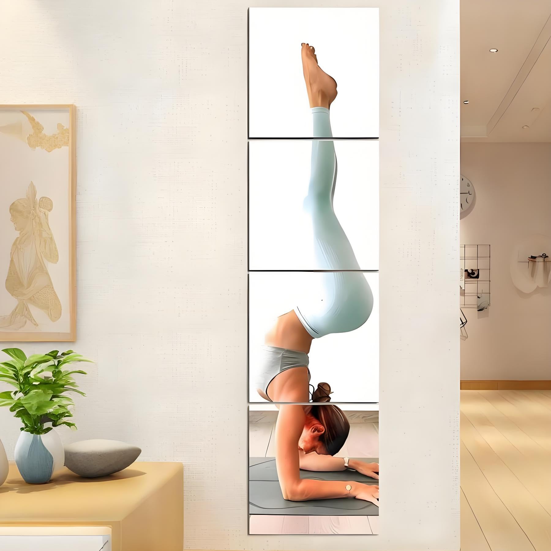 EONAZE Full Length Mirror Tiles Self Adhesive Glass Frameless Wall Mirror Stick On Mirrors for Wardrobe Doors, Walls, Bedroom, Living Room, Bathroom, Home Gym (30L x 30W cm, 4PCS)