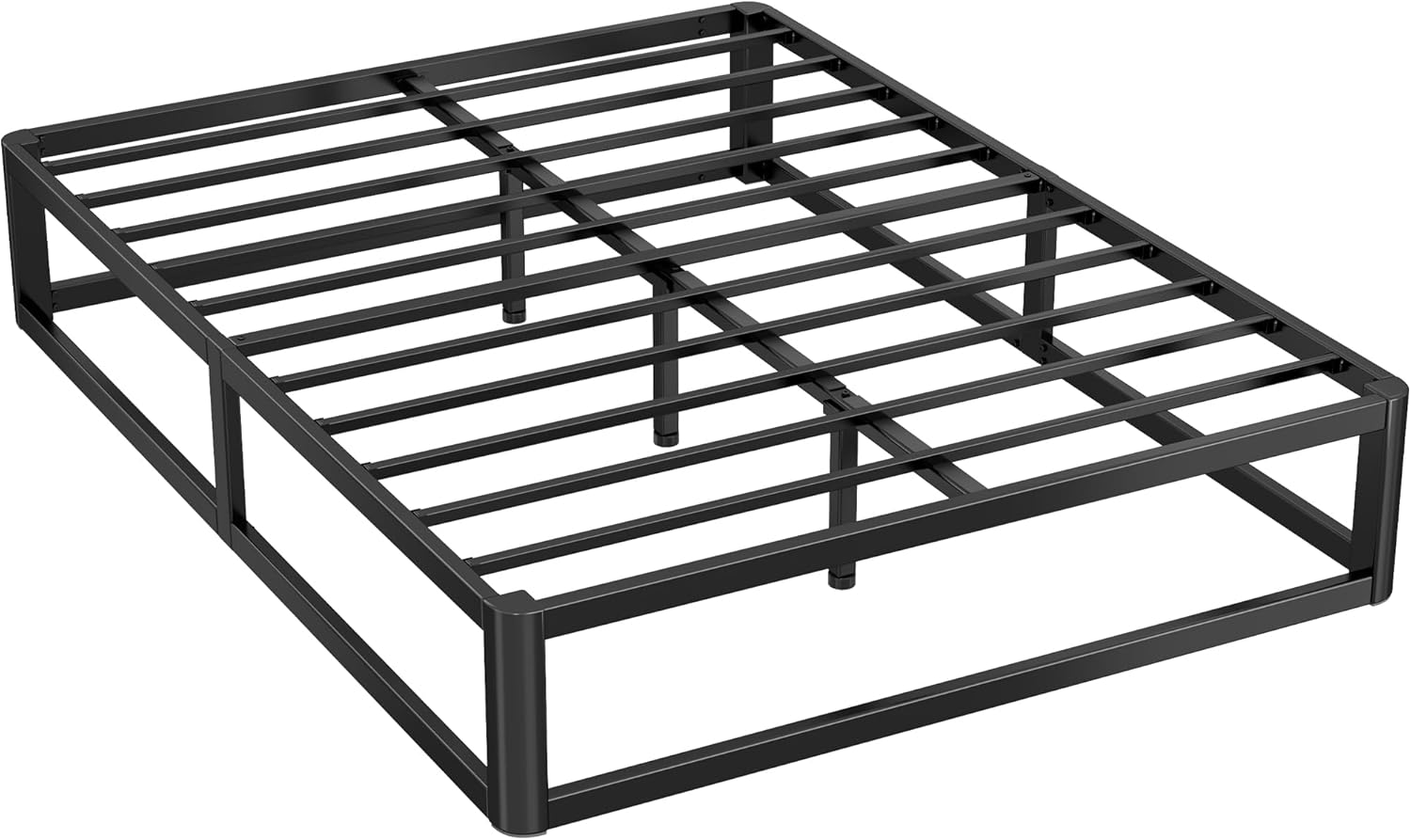 Full Bed Frame Platform,14" Metal Platform Bed Frame Full,Heavy Duty Steel Slat Mattress Foundation,No Box Spring Needed, Black