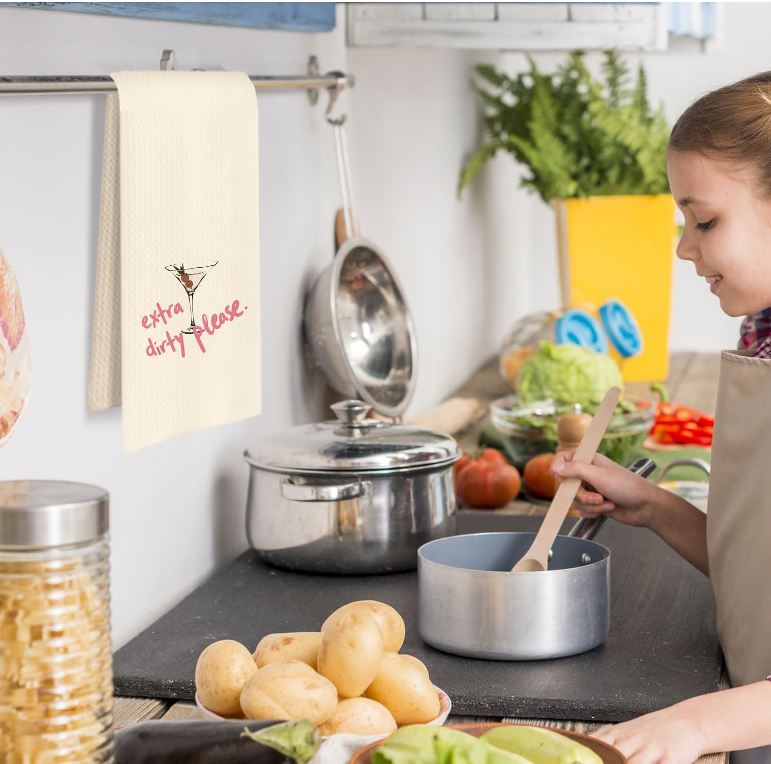 Dirty Martini Gifts Kitchen Towels, Gifts for Martini Lovers Dish Tea Towels for Kitchen Bar Cart Decor, Cocktail Lover Gift Decorative Hand Towels, 16x24 Inch - Image 3