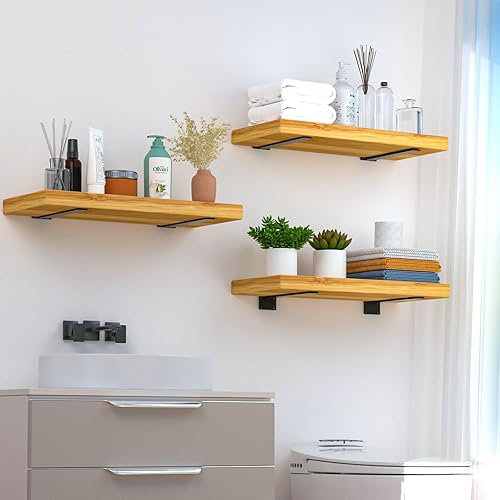 Miniatura 3 de Paquete de 8 soportes de estante en L ocultos, color negro, de 14 pulgadas (15 pulgadas de grosor), soportes de estante de hierro, metálicos,