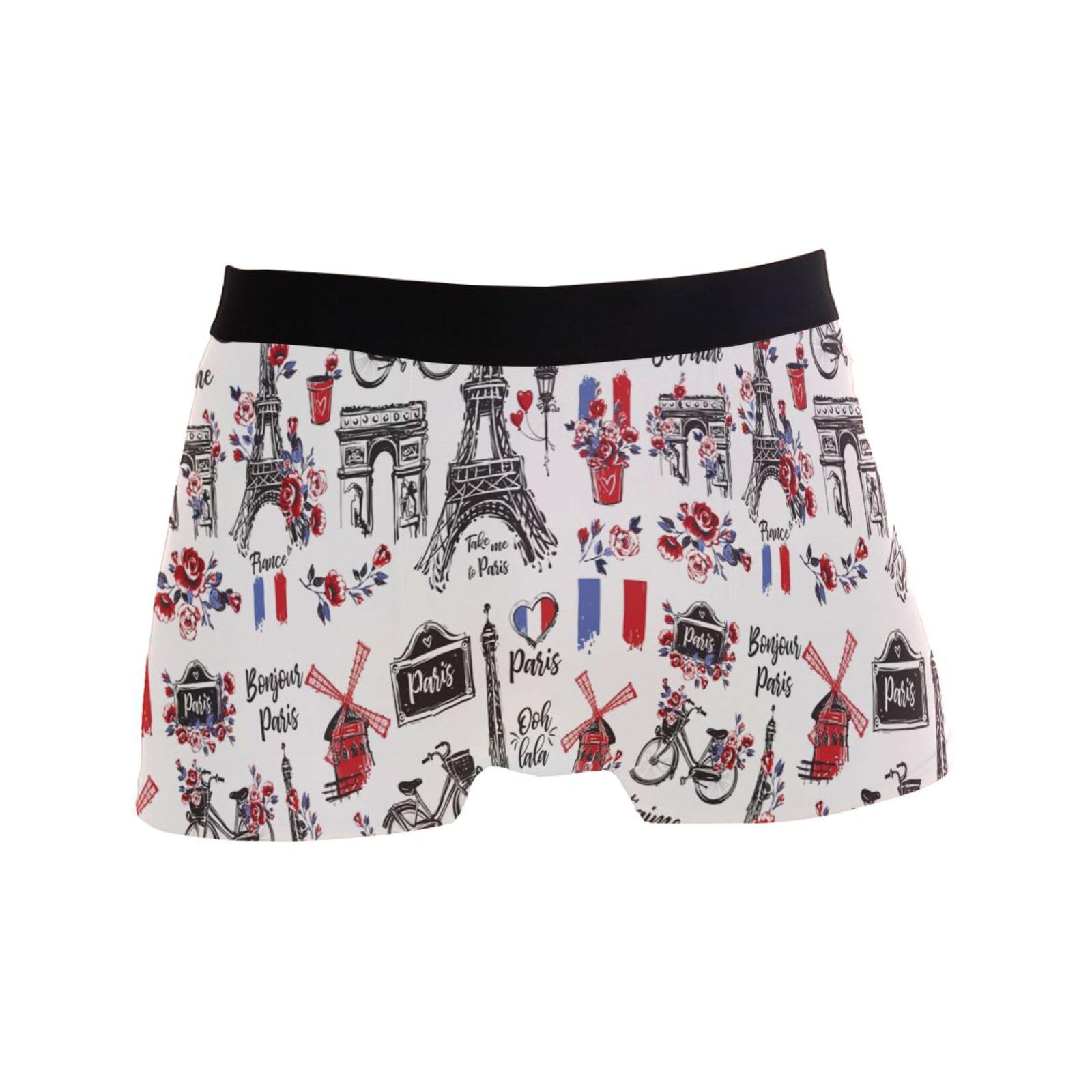 peiyeety Eiffel Tower Paris French Flag Heart Mens Underwear Boxer Briefs
