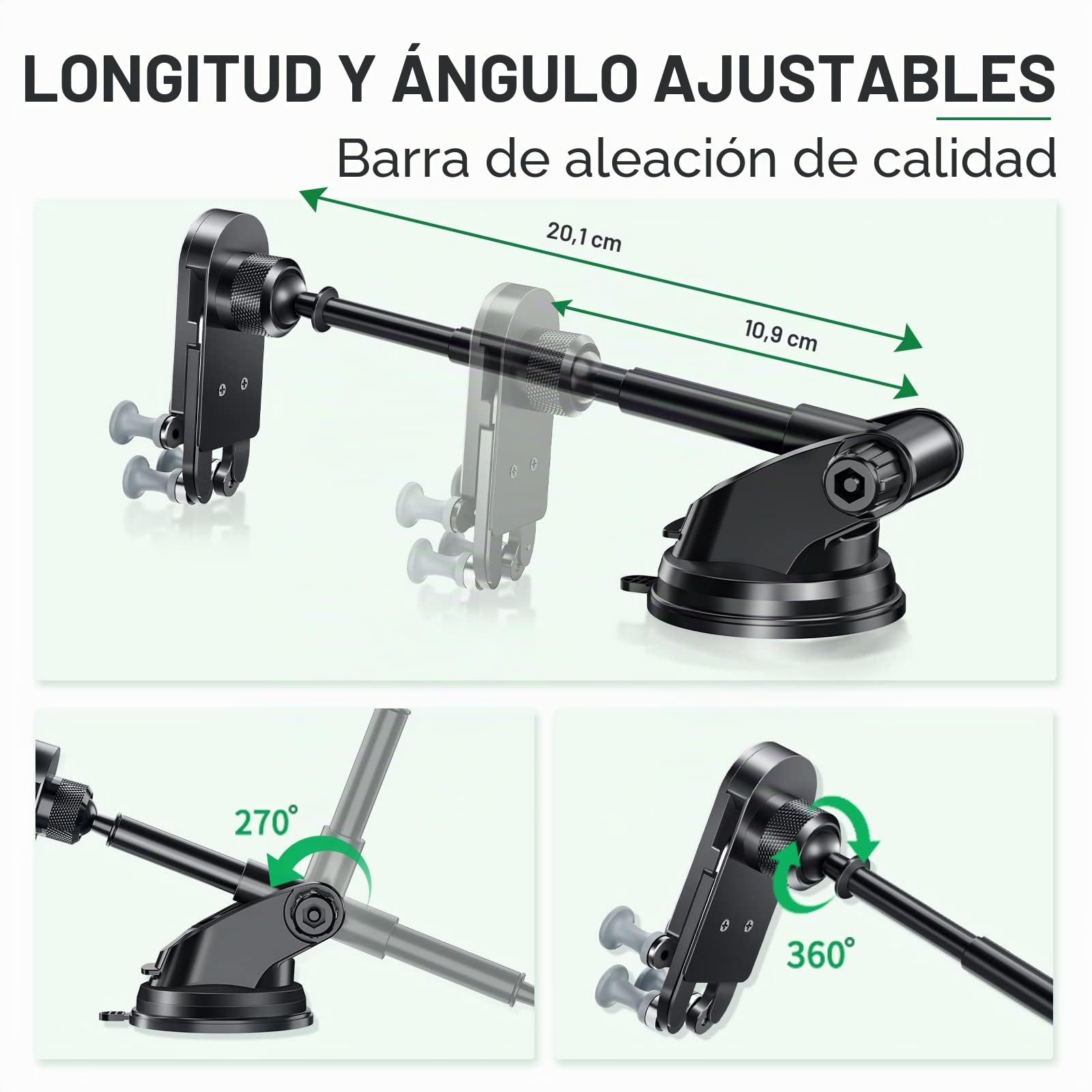 Z Fold 4 - Soporte de coche para ventana de parabrisas de salpicadero, aluminio, 2 modos para Samsung Galaxy Z Fold 6 5 4 3 2 accesorios y iPhone 16 15 Pro Max