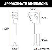 Vista 2 de Lippert Power Tongue Jack Electric Trailer A-Frame, 3,500 lbs. 18-Inch Stroke, 5.4-Inch Foot Pad, Durable Textured Casing, Emergency Manual Crank