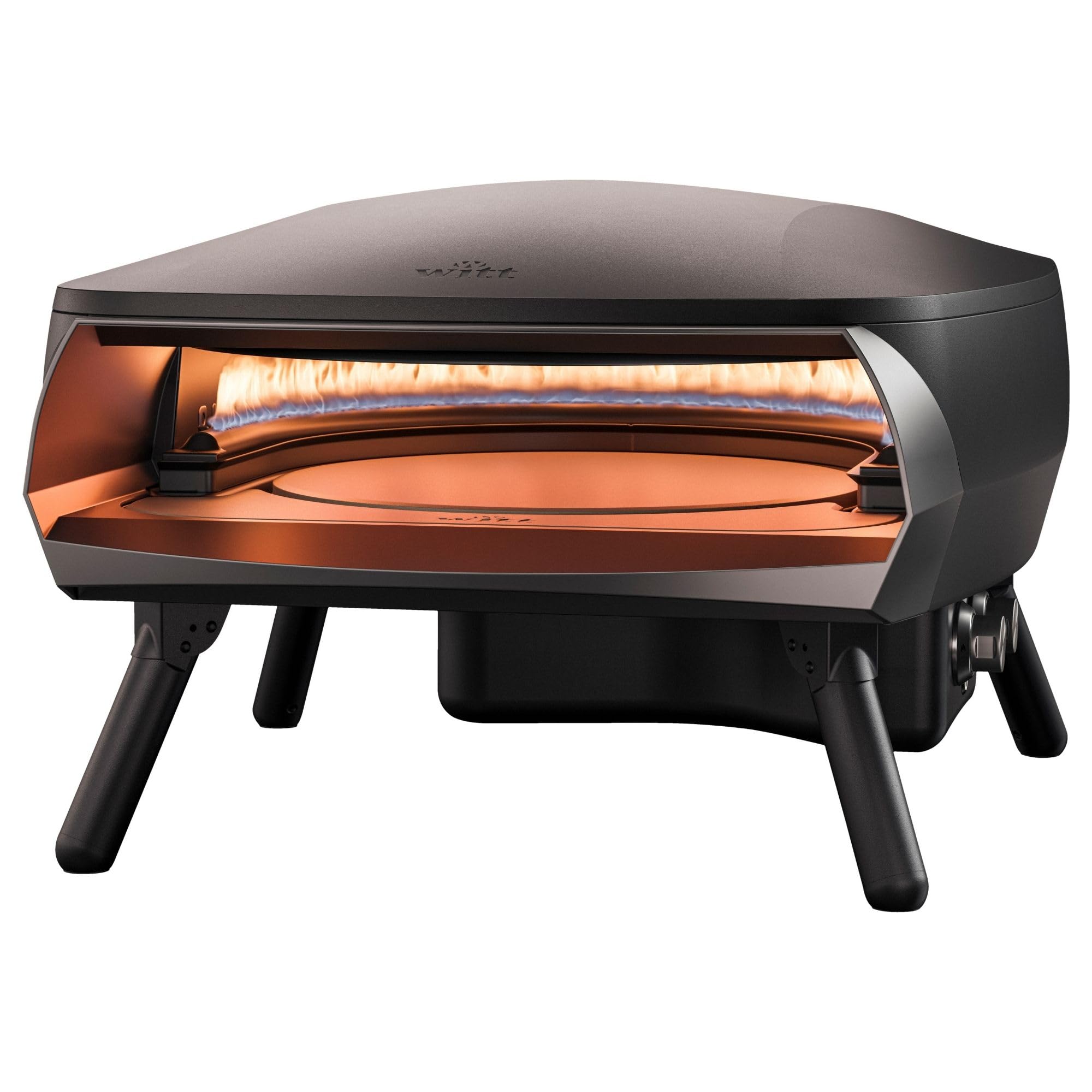 WITT Forno pizza a gas WITT ETNA ROTANTE per pizza napoletana e in teglia, lasagne PIETRA GIREVOLE ROTANTE AUTOMATICA (NERO)