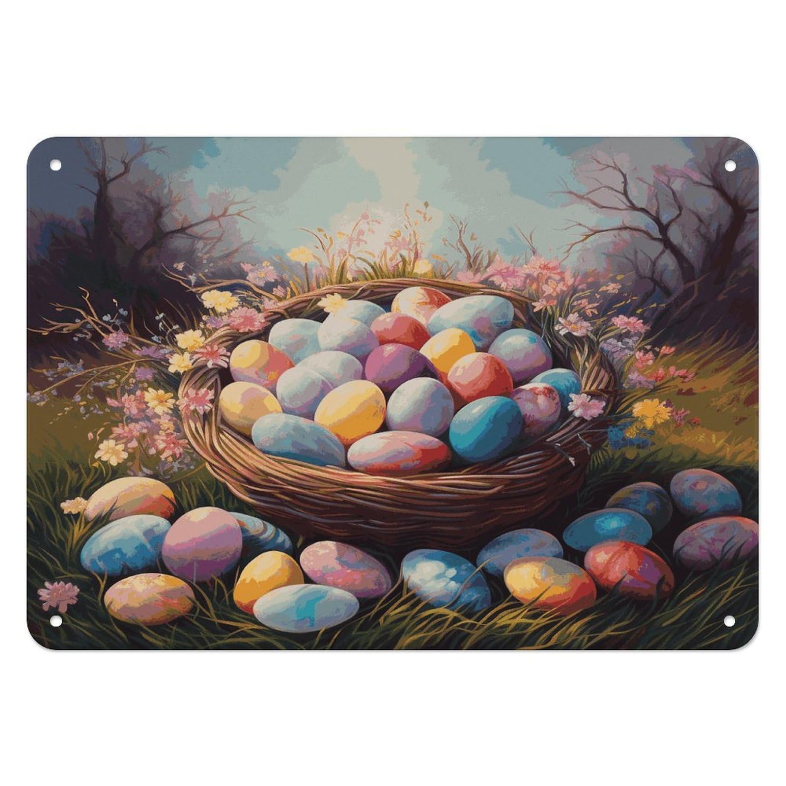 Fodpand Style Easter Eggs1 Retro Vintage Metal Tin Sign,Wall Art Decor Garden Plaque Poster For Bedrooms Yard Bars Pubs Patios Porches 7.9X5.5 Inch