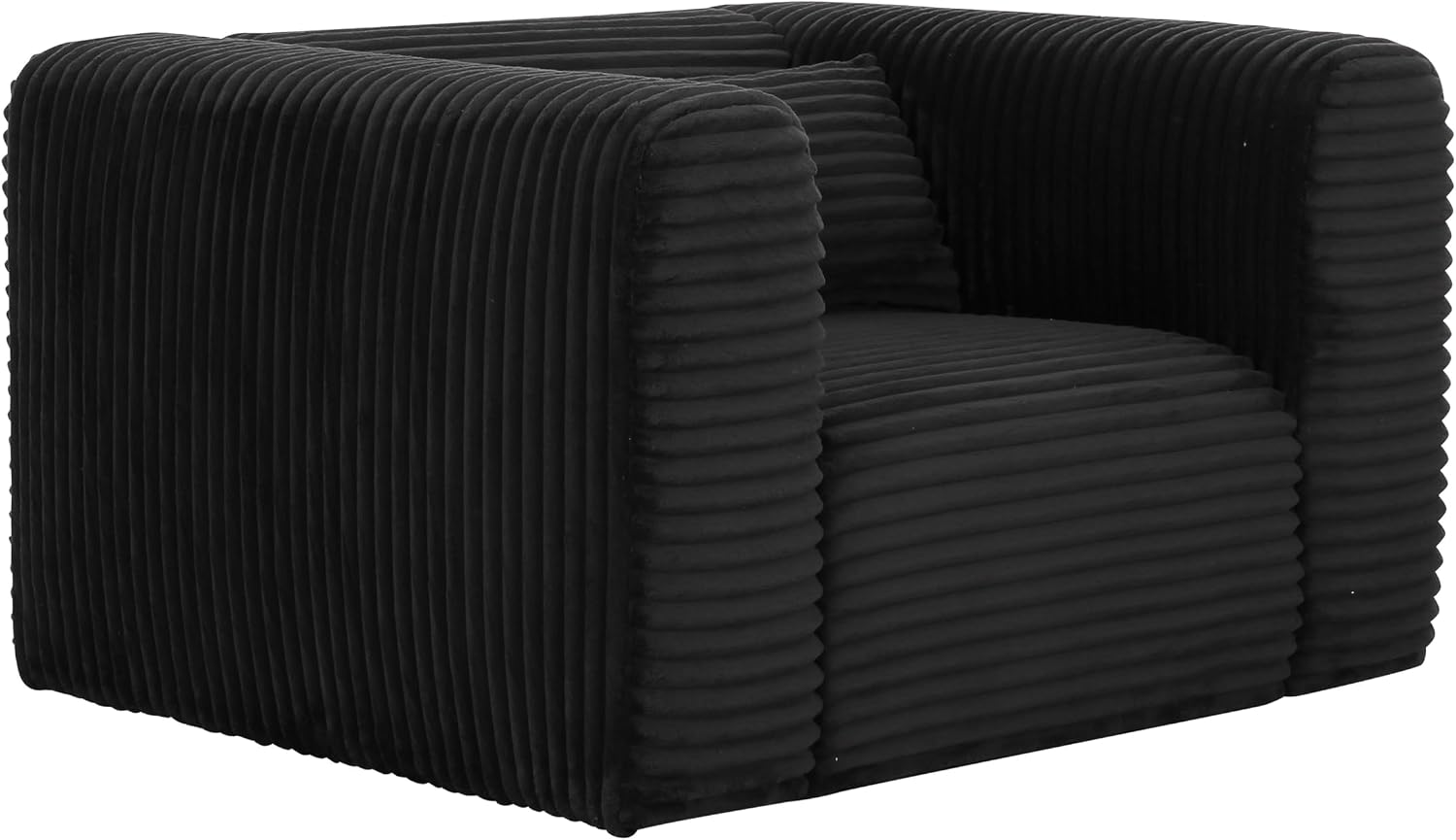 Tov Furniture Tarra Fluffy Oversized Black Corduroy Armchair