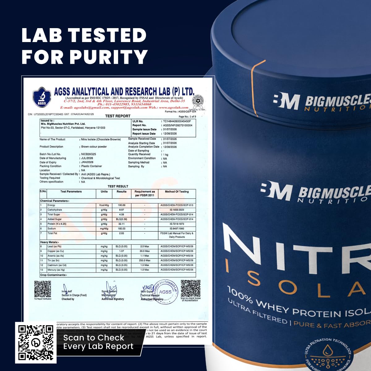 Bigmuscles Nutrition Nitra Isolate [2kg, Malai Kulfi] 32g Protein | 10g EAA | Whey Protein with Bromelian For Faster Absorption | Informed Choice UK Certified | No Added Artificial Sweeteners, Flavours — Amazon image 5