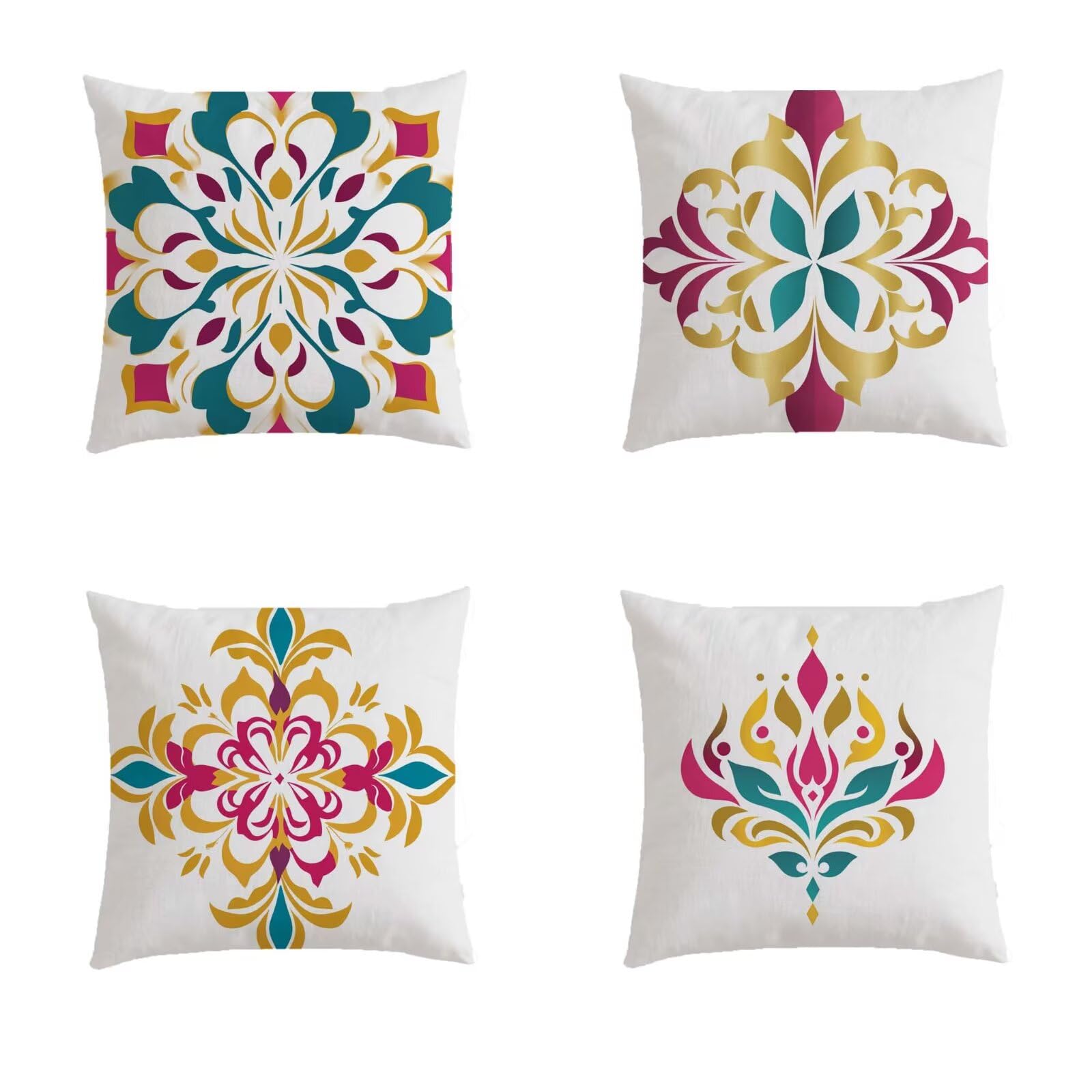 Housse de coussin 80x80cm rouge brique lot de 4 pour jardin exterieur