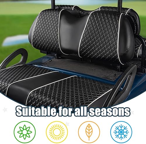 Miniatura 7 de NOKINS Fundas de asiento de carrito de golf para Club Car Precedent OEM Cojín de asiento ordinario, respaldo de cojín de asiento delantero de cuero