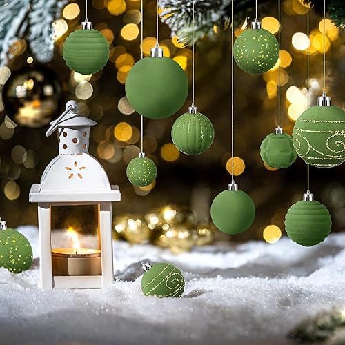 Miniatura 25 de Suzile 18 adornos de terciopelo para árbol de Navidad, bolas de Navidad, bolas de Navidad, adornos colgantes de vacaciones para árbol de Navidad
