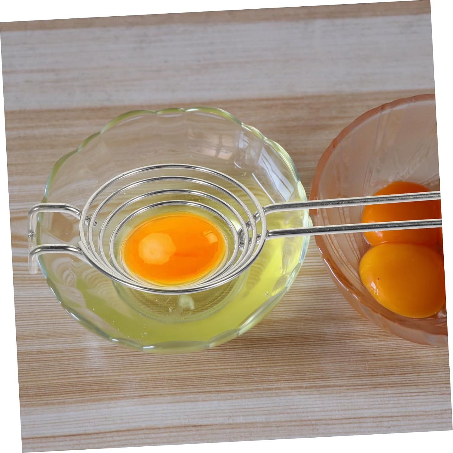 Garneck Stainless Steel Yolk Divider Egg Separator for Baking Egg White Filtering Tool Comfortable Handle for Home Kitchen Use Essential Kitchen Gadget for Chefs and Bakers