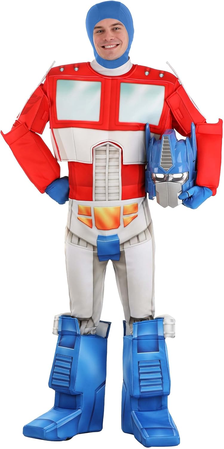 Optimus Prime Transformers Mens Adult Deluxe Costume Retro Heroic Outfit (Red)