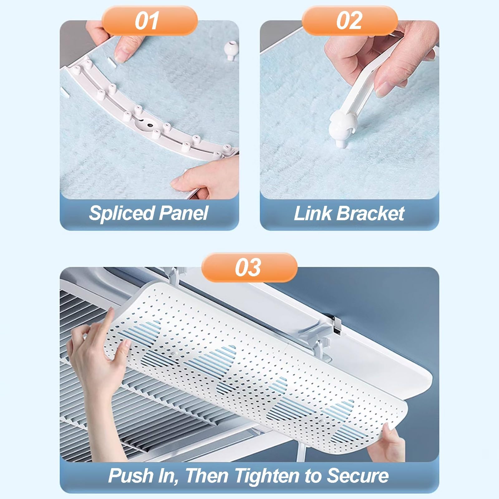 Set di 4 Deflettore Condizionatore Universale per Bocchette, Deflettore Aria Condizionataa Cassetta da Soffitto, Angolo Regolabile, Bloccano il Flusso d'Aria Diretto