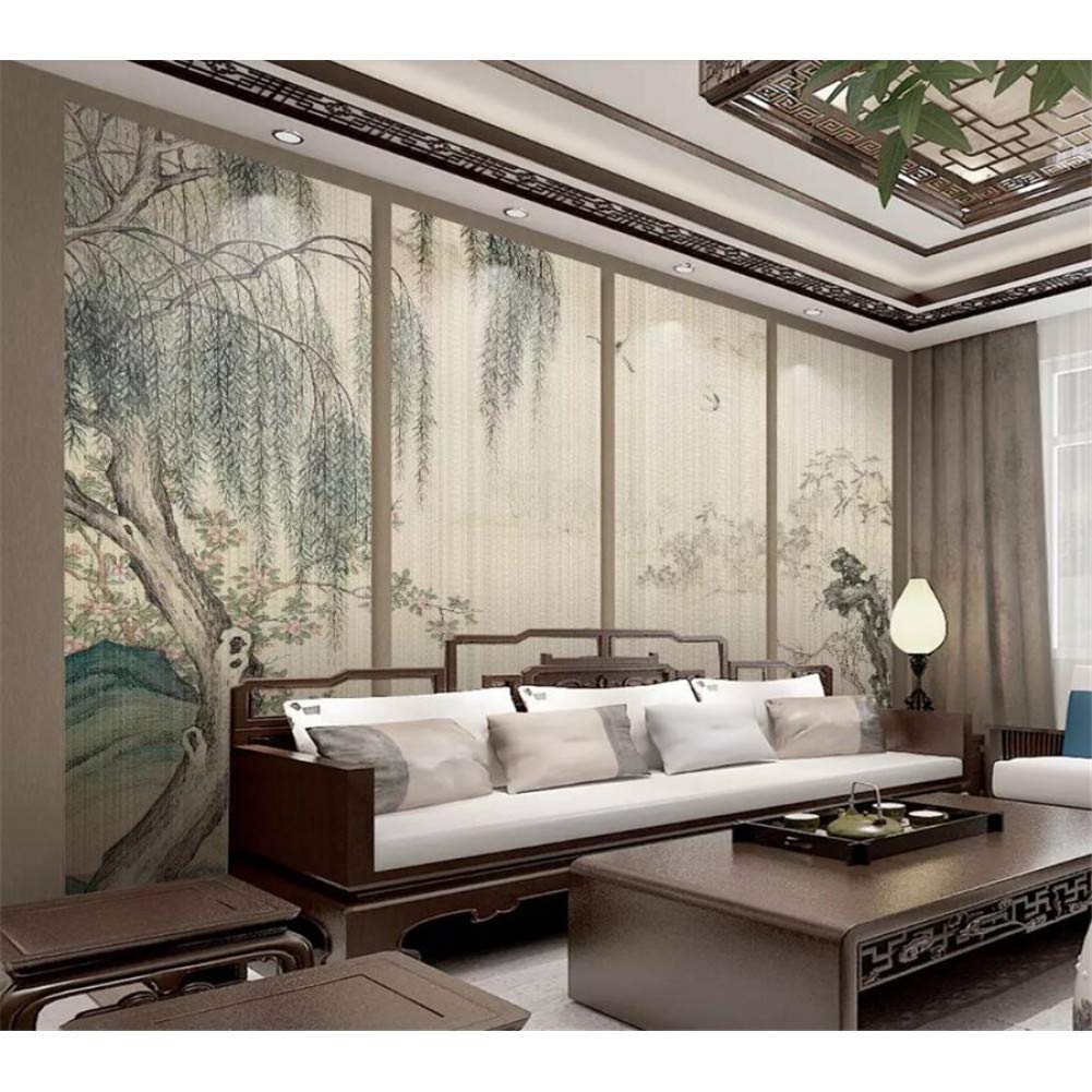 TIANXINBZ Custom 3d wallpaper mural living room bedroom spring willow tree mural TV background home decoration,140cm(W) x70cm(H)