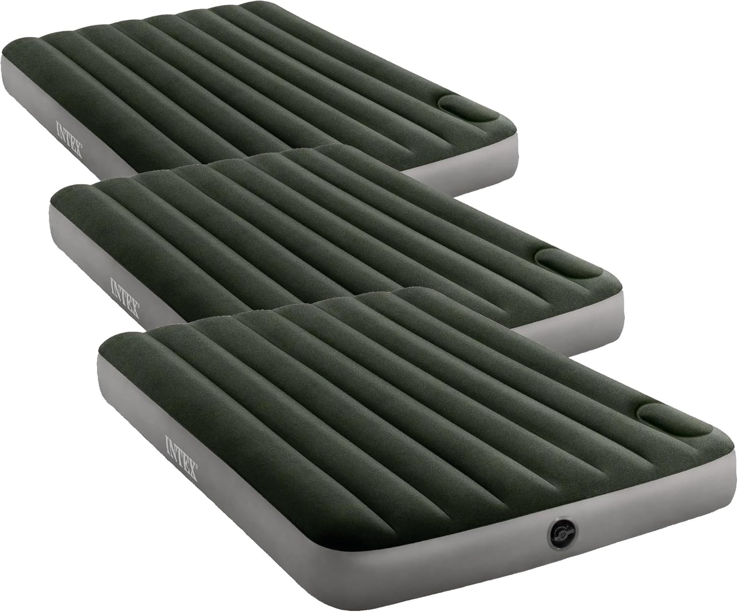 Intex 64762E Dura-Beam Standard Downy Air Mattress: FiberTech Full Size Built-in Foot Pump 10in Bed Height 300lb Weight Capacity (Pack of 3)