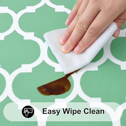 Miniatura 119 de Smiry - Mantel redondo de vinilo ajustable con bordes elásticos y parte trasera de franela, mantel de vinilo impermeable, lavable, diseño enrejado