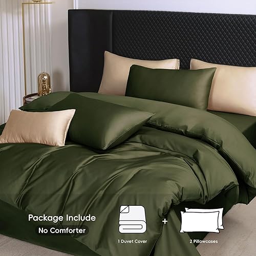 Miniatura 9 de MooMee Juego de funda de edredón de algodón de fibra extralarga, 600 hilos, satén sedoso, suave, cómodo, duradero, negro, tamaño King