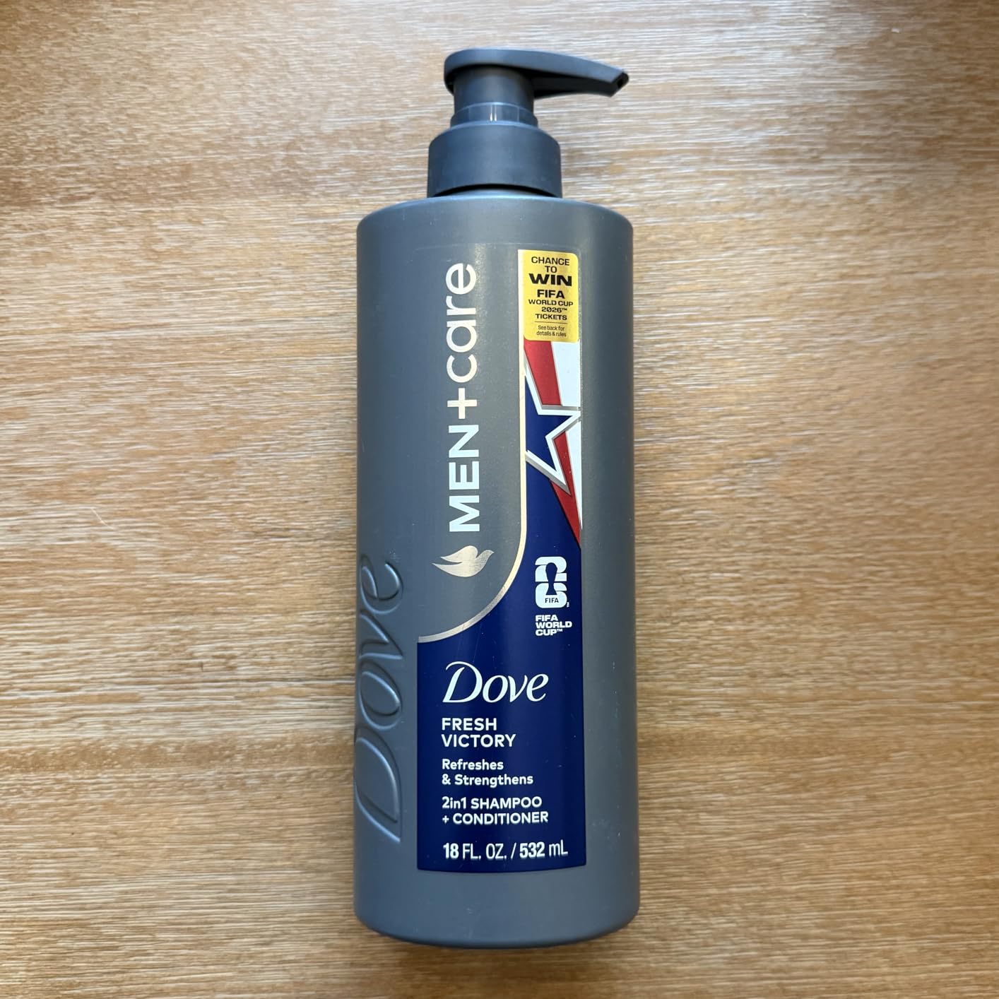 Unilever DOVE MEN + CARE Hair Care 1 count Fresh Victory to Refresh & Strengthen Hair, with a Chance to Win FIFA WORLD CUP 2026 Tickets, 18 Fl oz