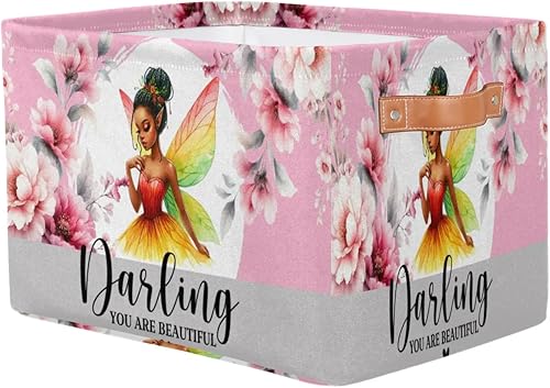 Vista 65 de Cestas de almacenamiento con asas, cubo de almacenamiento rectangular de tela rectangular plegable de juguetes para armario, estantes, lavandería, C