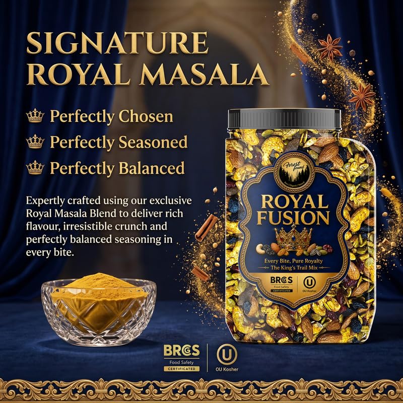 Image of Forest Found Royal Fusion Dry Fruits Trail Mix - 910gm | Premium Dry Fruit Mix For Snacking | With Cashews, Almonds, Raisins, Cranberries, Sunflower & Pumpkin Seeds | No Palm Oil & Flavours