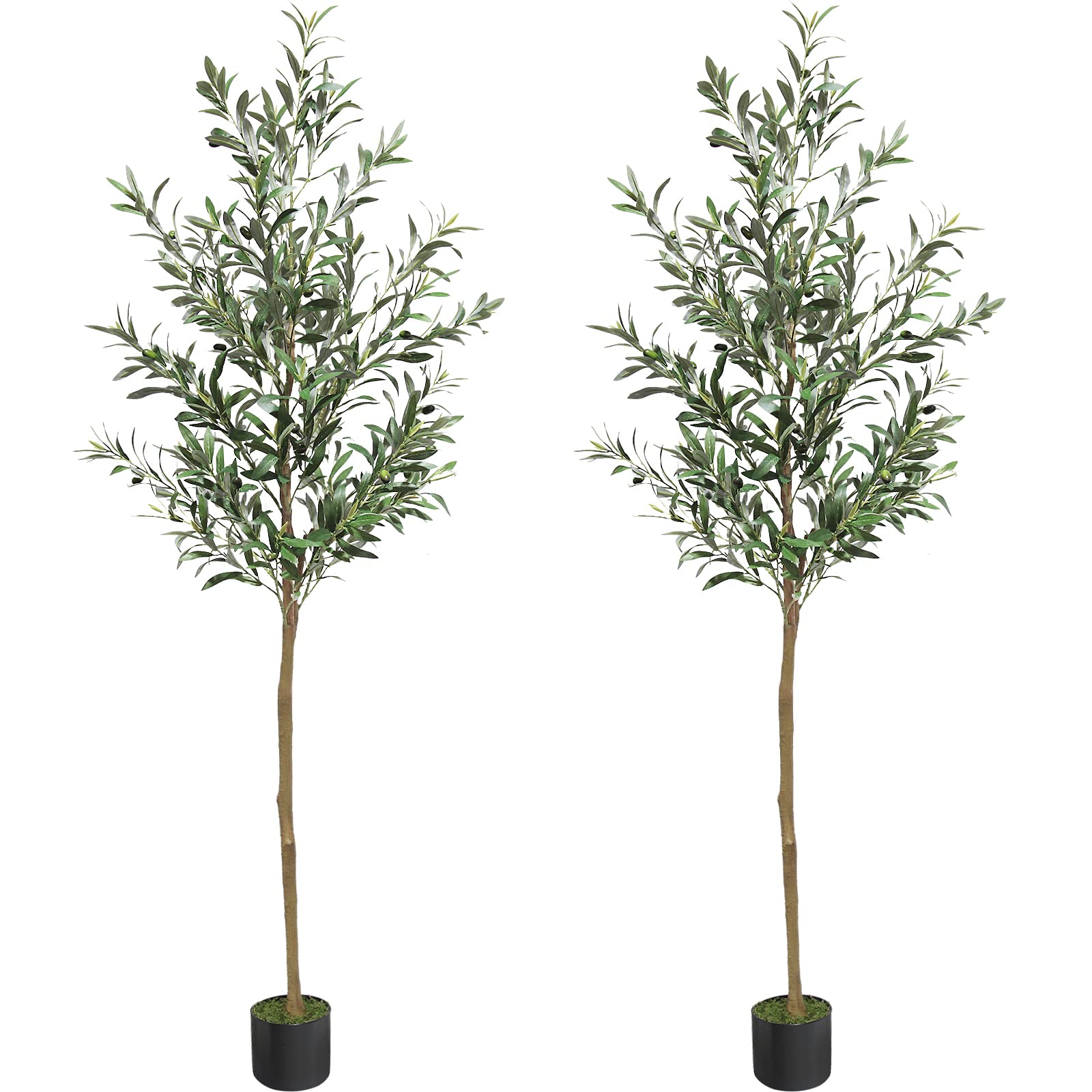 Melli WelliArtificial Olive Tree 6FT Fake Plants Indoor Tall Faux Olive Branches and Fruits Artificial Tree Suitable for Living Room Home Office Housewarming Party Indoor Decor (2 Pack)