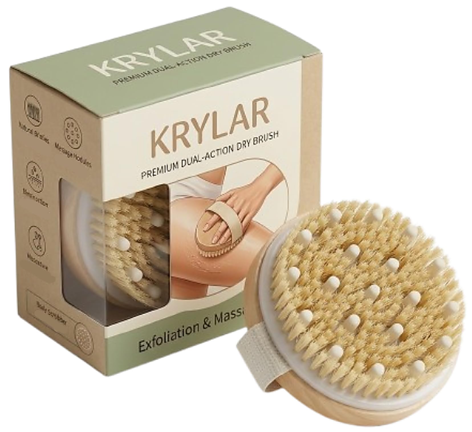 Dry Brushing Exfoliating Round Bath Brush with Natural Bristles & Massage Nodes Body Scrubber for Dead Skin Removal,Cellulite Massage,Deep Skin Exfoliation,Shower Body Cleaning for Men&Women-image-37