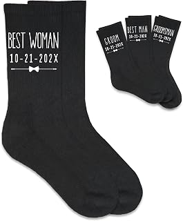 Personalized Wedding Crew Socks – Custom Name, Date & Role Printed – Gifts for Groom, Groomsmen & Wedding Party