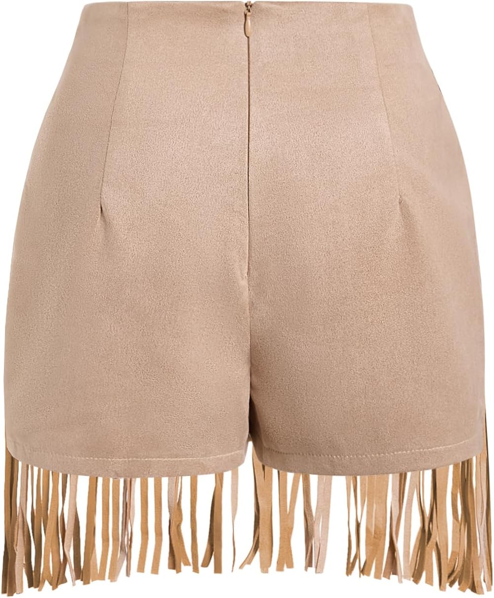 SweatyRocks Women's Cowgirl Fringe Skirts Faux Suede Western Mini Skirt Country Concert Outfits - Image 4