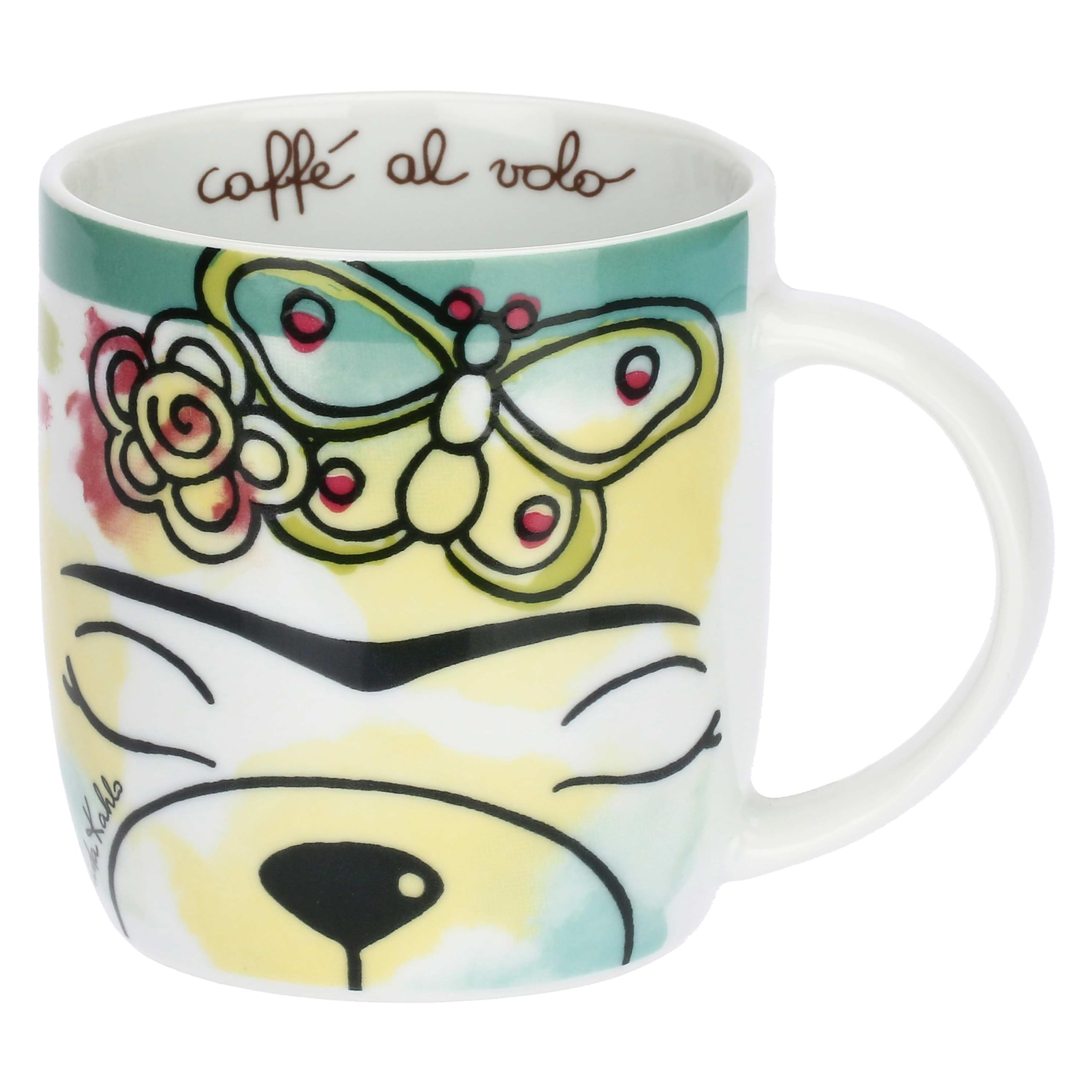 THUN - Porcelain Mug Teddy x Frida Kahlo - Porcelain - Collection x Frida Kahlo - 300 ml, Ø 8.5 cm, 10.5 cm h