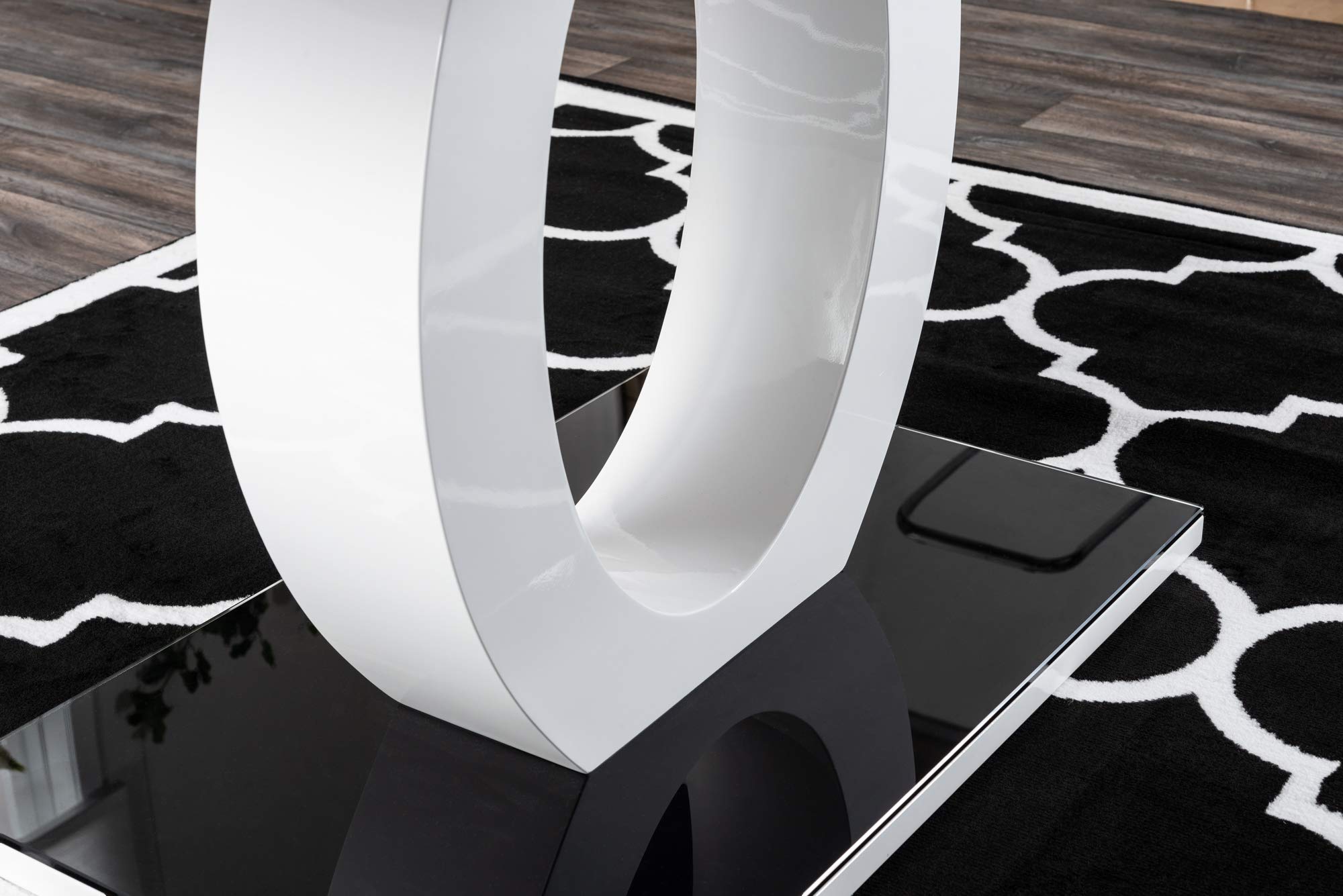 Giovani Modern Black/White High Gloss Glass Dining Table Set and 6