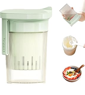 0.95 Quart(900ML)Portable Yogurt Strainer Cup, Compact Greek Yogurt Filter with Whey Separator for Cheese & Soy Milk, Leak-Proof & Easy to Carry Yogurt Maker (Green)