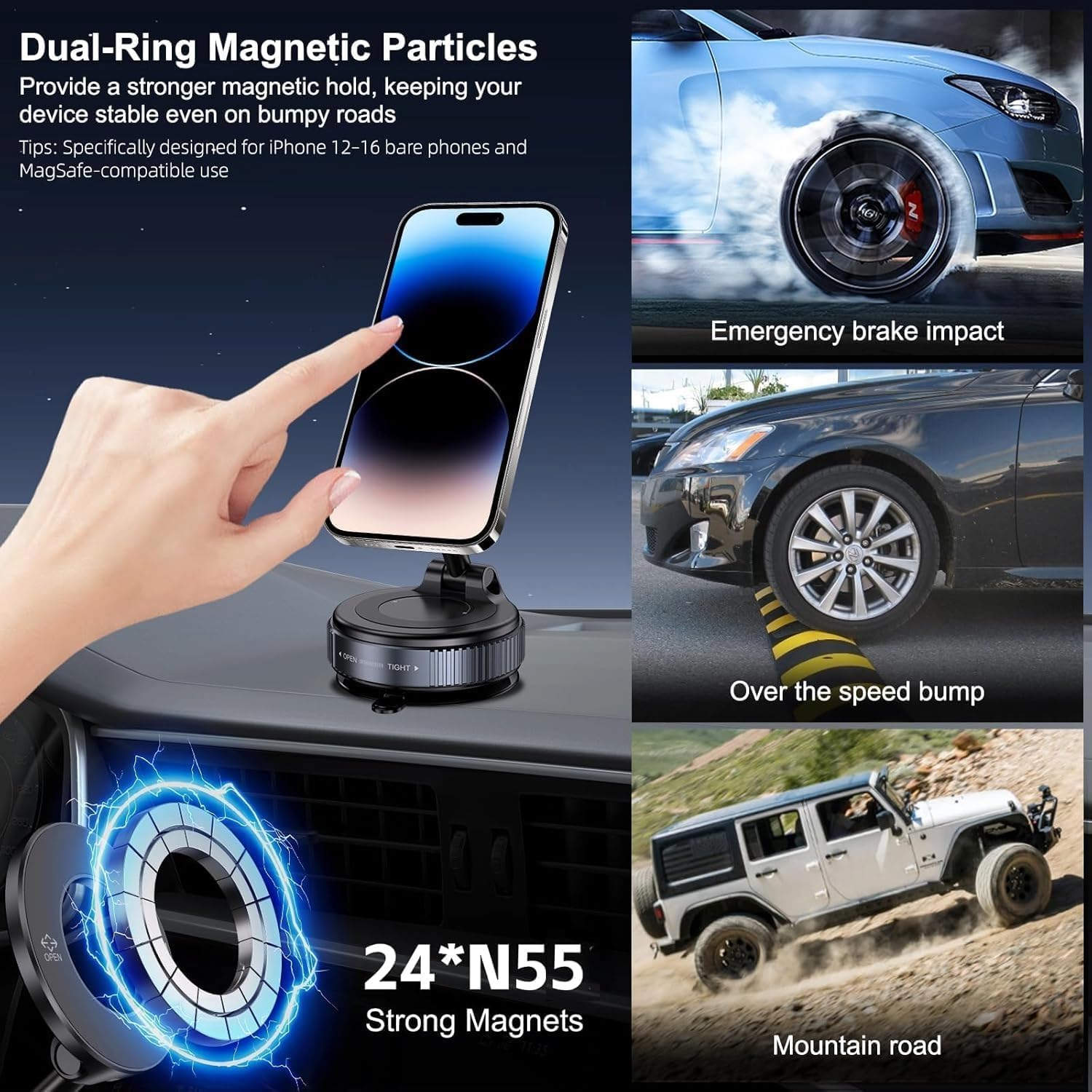 Magnetic Car Phone Mount - Hands-Free Mobile Stand -9