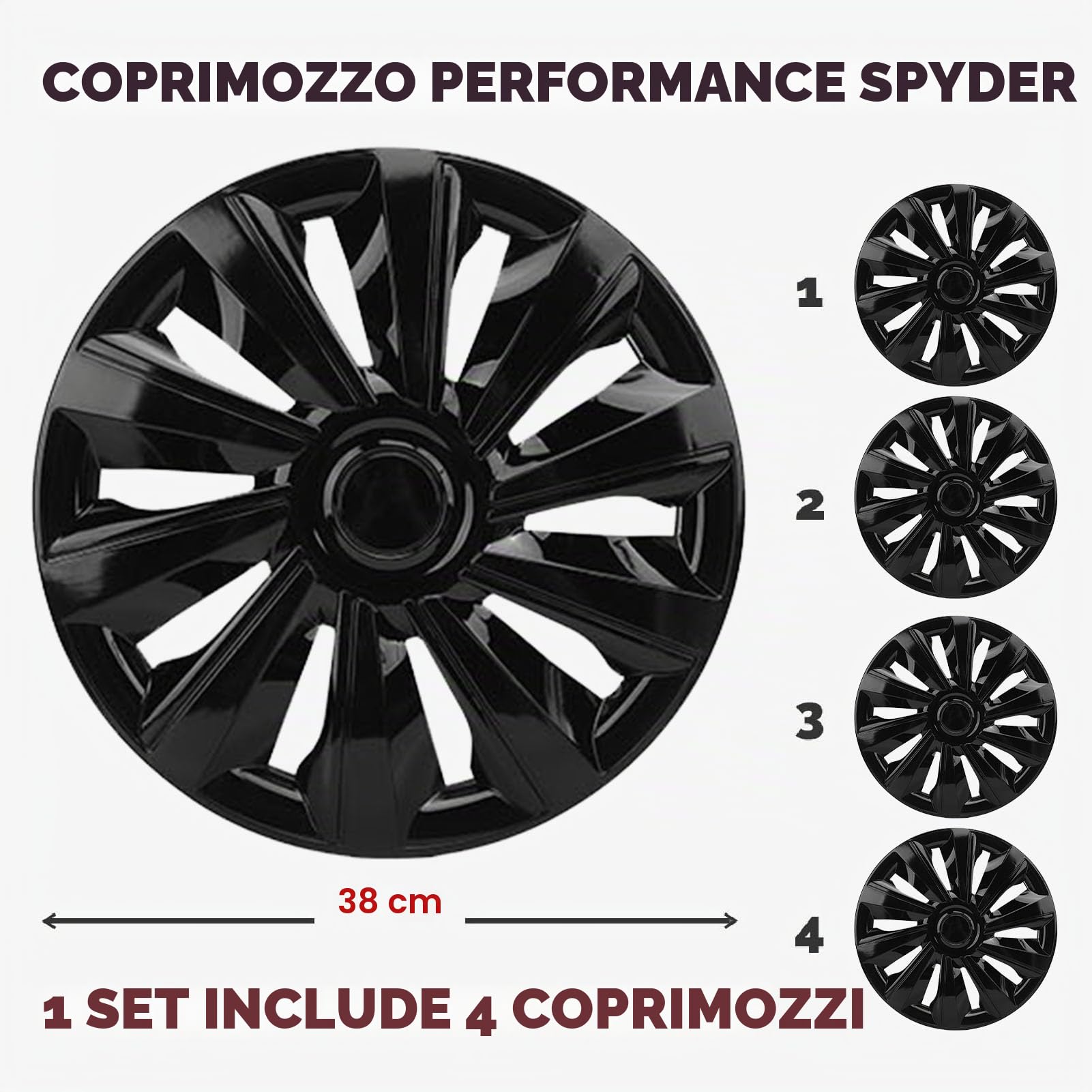 SIXRUN Coprimozzi 15 Pollici 4 Pezzi Copricerchi Universali in Materiale ABS, Design con Fibbia per SUV per Auto Camion con Resistenza Ai Graffi Adatto per Sedile V40
