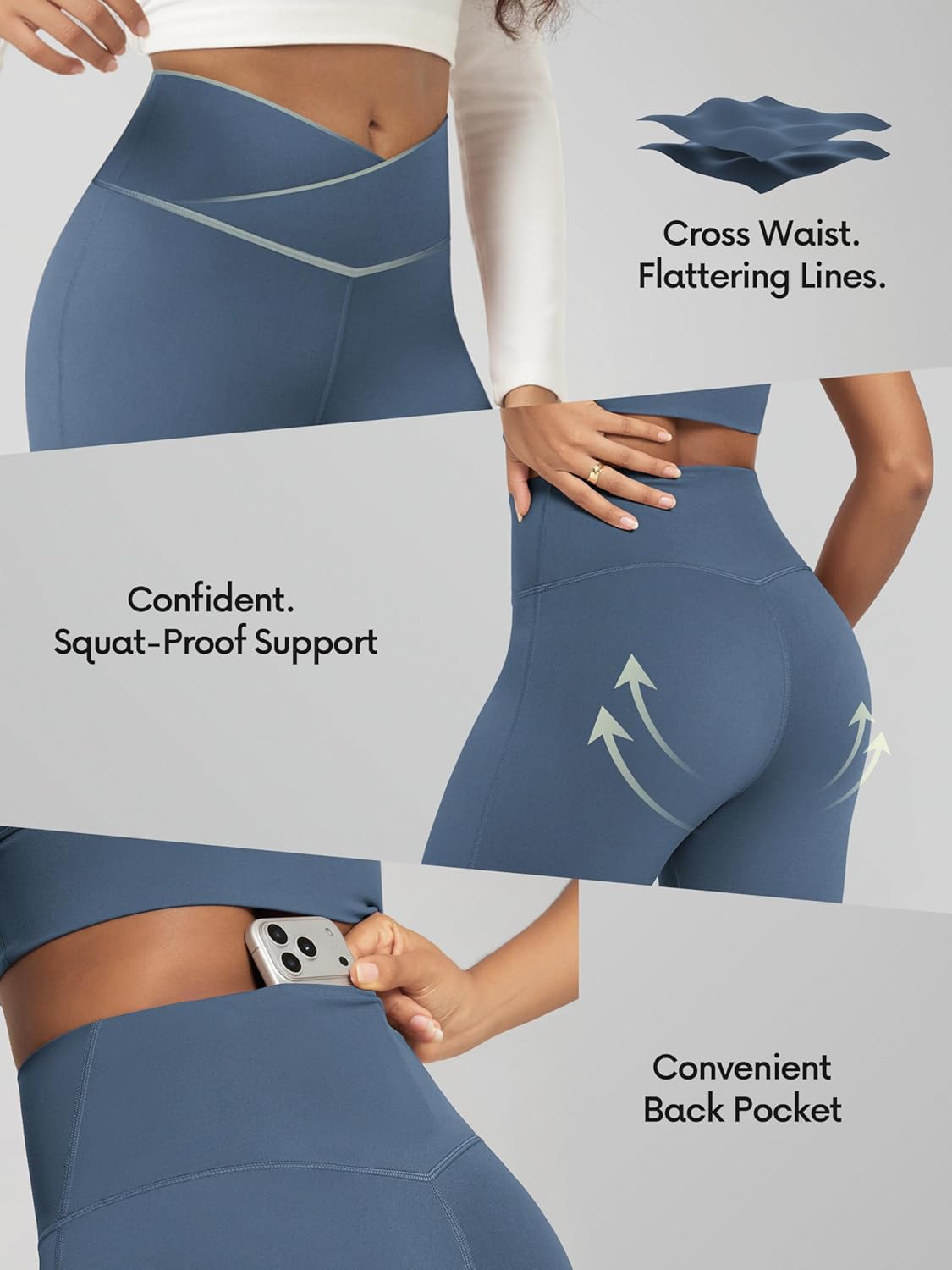 ODODOS Women's Crossover Flared Yoga Pants Cloud Feeling Soft High Waist Bootcut Leggings with Back Pocket -30" / 32" Inseam - Image 5